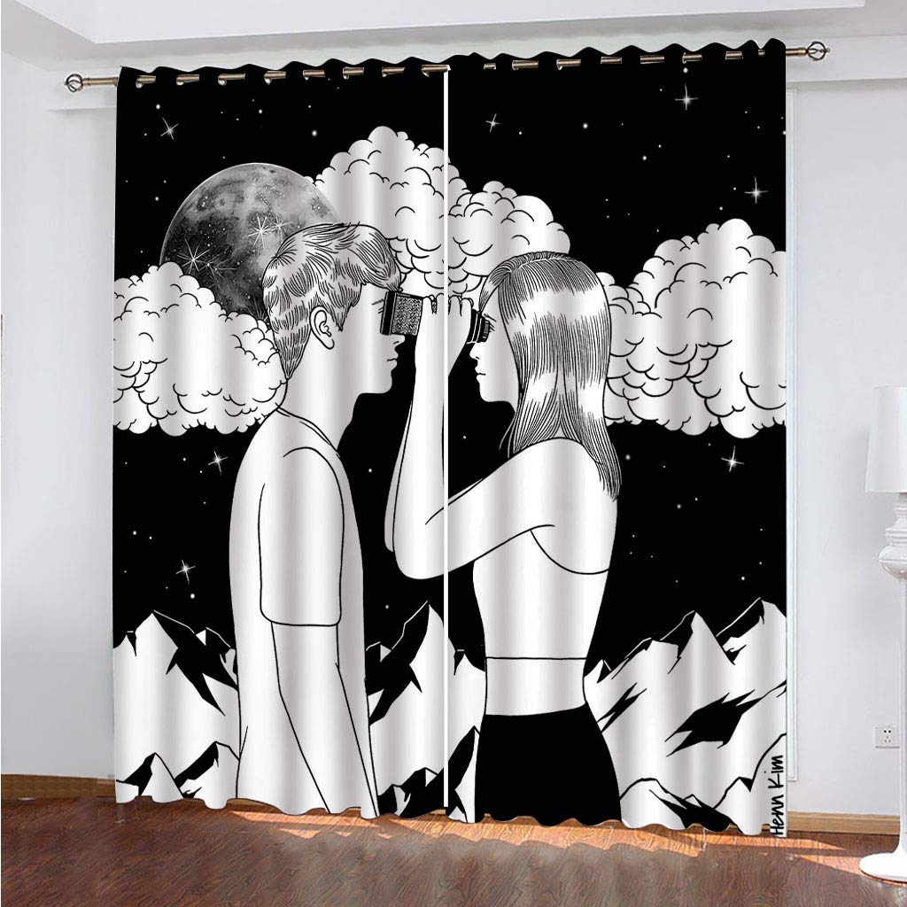Draperies intérieurs occultants haut de gamme 140x290cm - Finition oeillets et tissu lourd noir