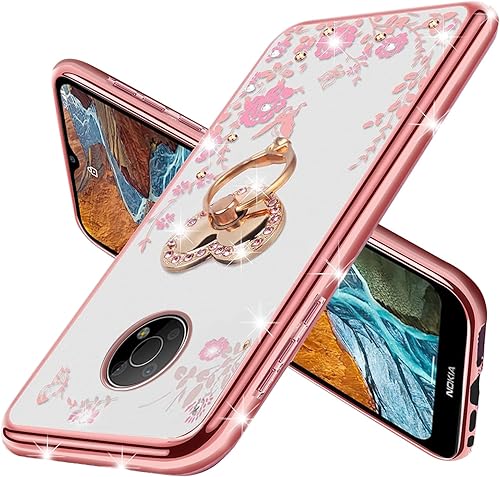 Miniatura 3 de KuDiNi Funda para Nokia G300, Nokia G300 5G para mujer, con purpurina, suave, mariposa, corazón, floral, transparente, funda protectora con función