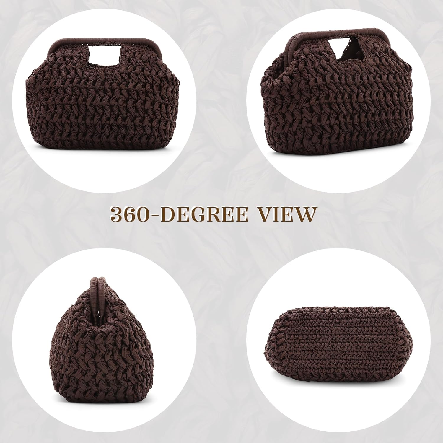 Fecialy Straw Clutch Purse for Women Summer Beach Woven Bags Straw Top Hanlde Handbags Vacation Crossbody Purses