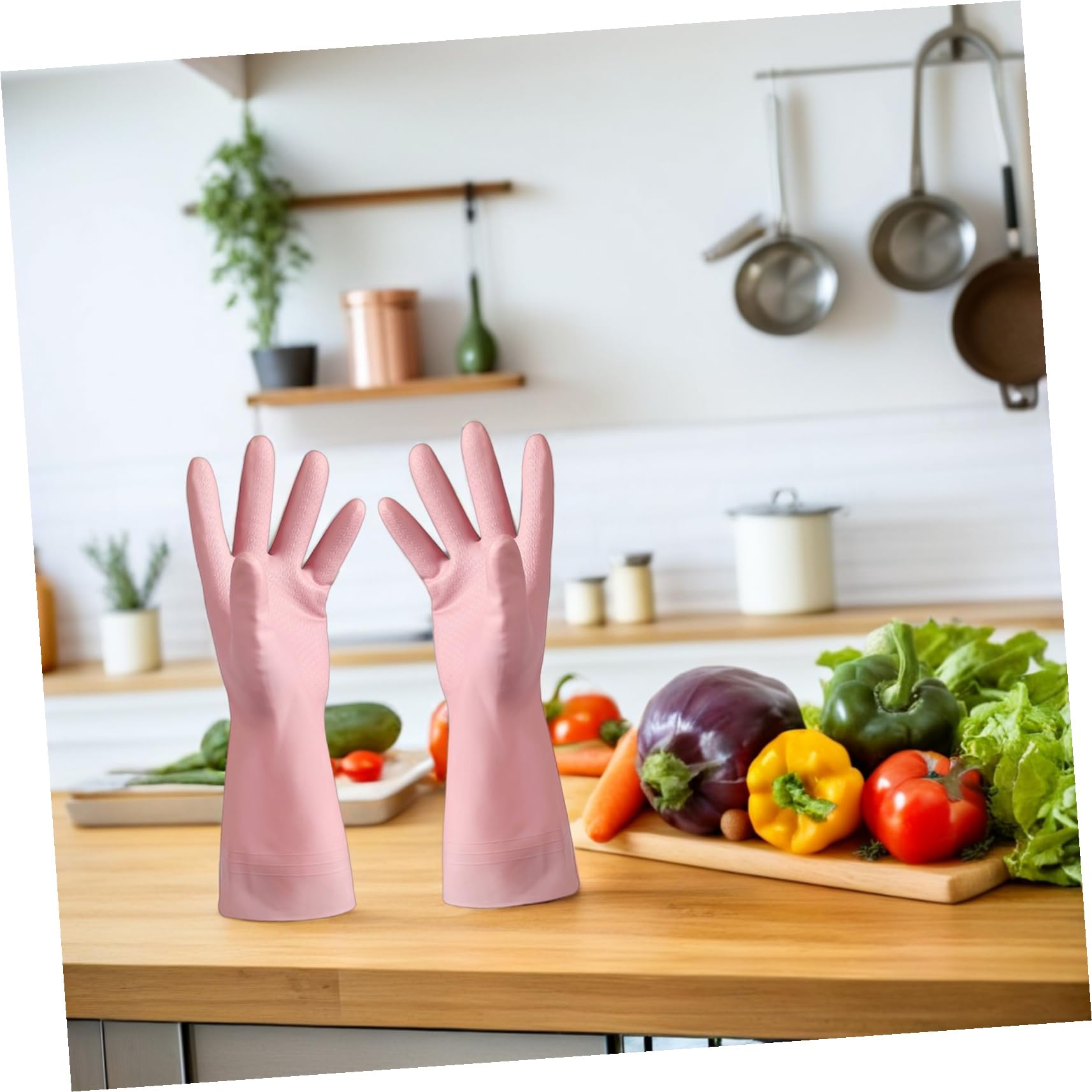 Gatuida 6paia Guanti da Cucina Impermeabili in PVC Pervare i Piatti Guanti per Pulizia Protettivi Riutilizzabili Antiscivolo Multiuso Morbidi e Confortevoli