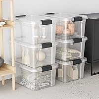 Vista 8 de Superio Cajas de almacenamiento transparentes con tapas, contenedores de plástico de 1.27 cuartos de galón para organizar, cajas apilables, sin BPA