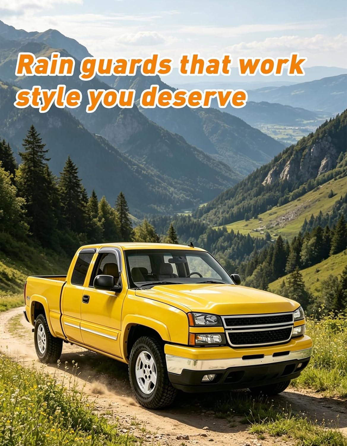 Extra-Thick Window Rain Guards Fit For Chevy Silverado/GMC Sierra 1999-2006 Extended Cab Rain Guard Truck Window Deflectors Side Window Visors Vent Shades Tape-on Vent Visors Car Accessories