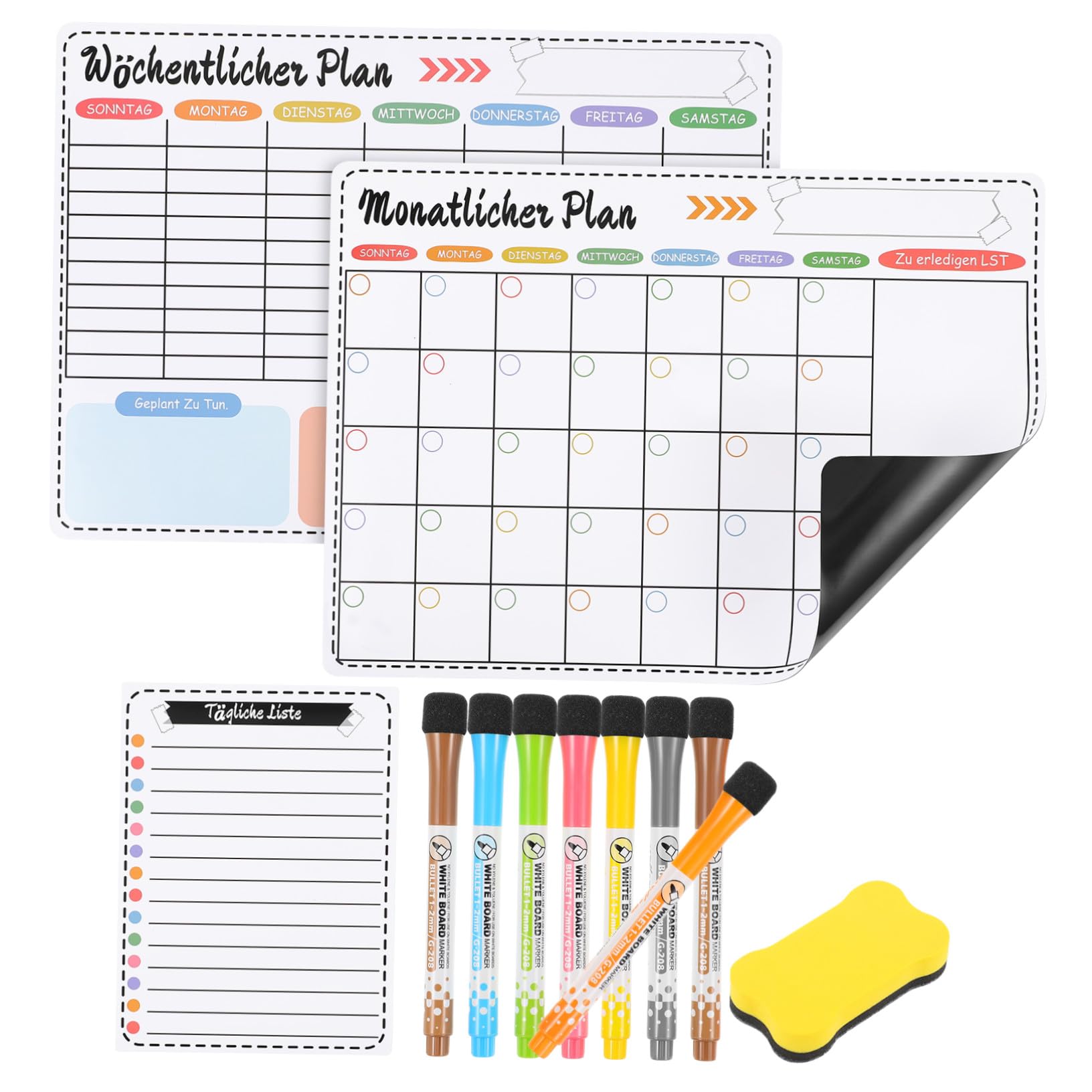 Calendrier Effaçable à Sec Magnétique Tableau Blanc pour Réfrigérateur