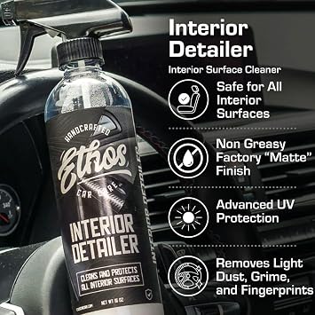 Ethos Interior Detailer Spray - Interior Car Cleaner Easily Cleans & Protects All Interior Surfaces | Non Greasy Satin Finish with UV Protection & Odor Neutralizing Agents