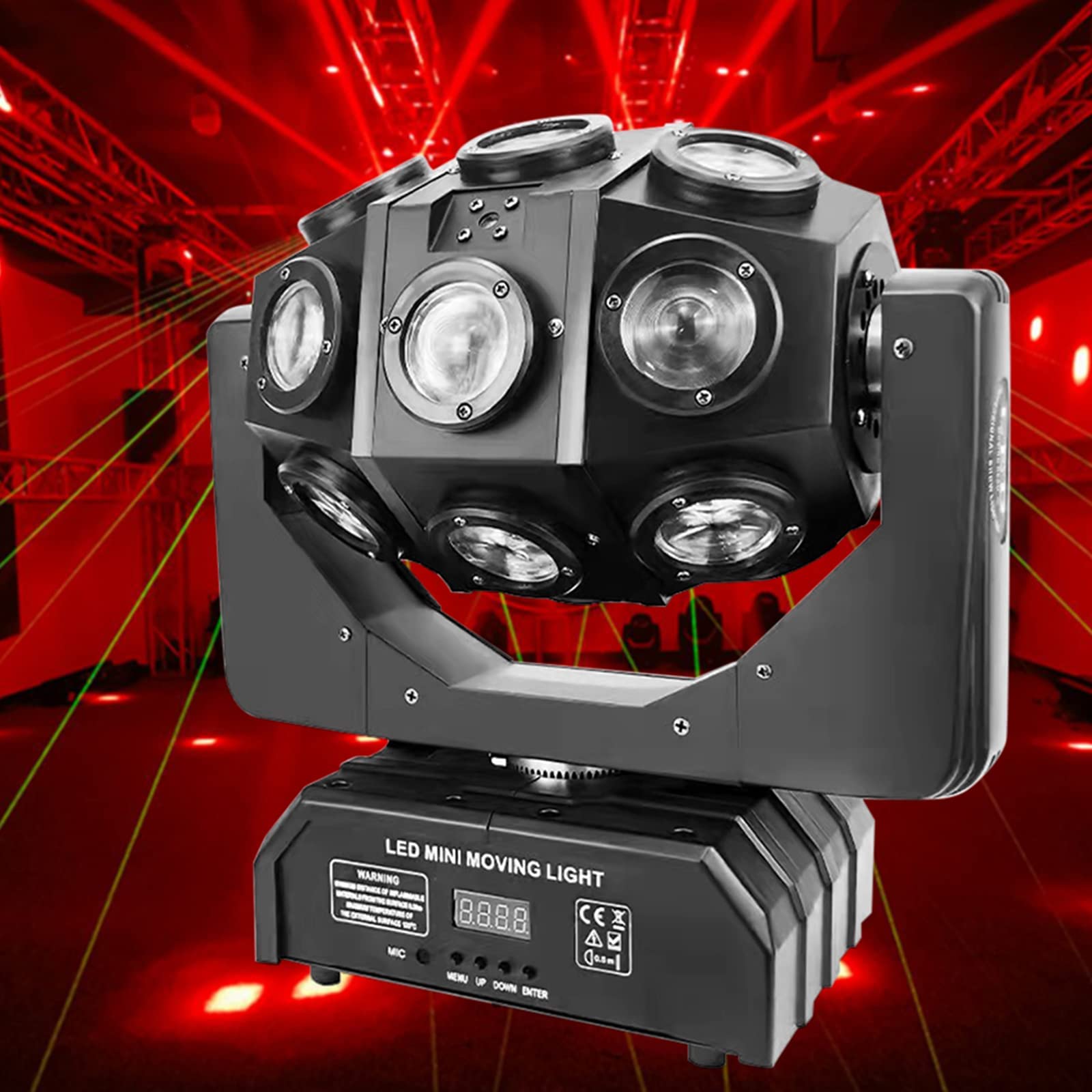 Stage Light DJ Lighting Led Professional Led Pinspot Lights Uplighting Lights Rotating Beam Lights for Events Sound Activated Dmx512 Rgbw Lights for DJ KTV Disco Party Wedding Festival (18 LED)