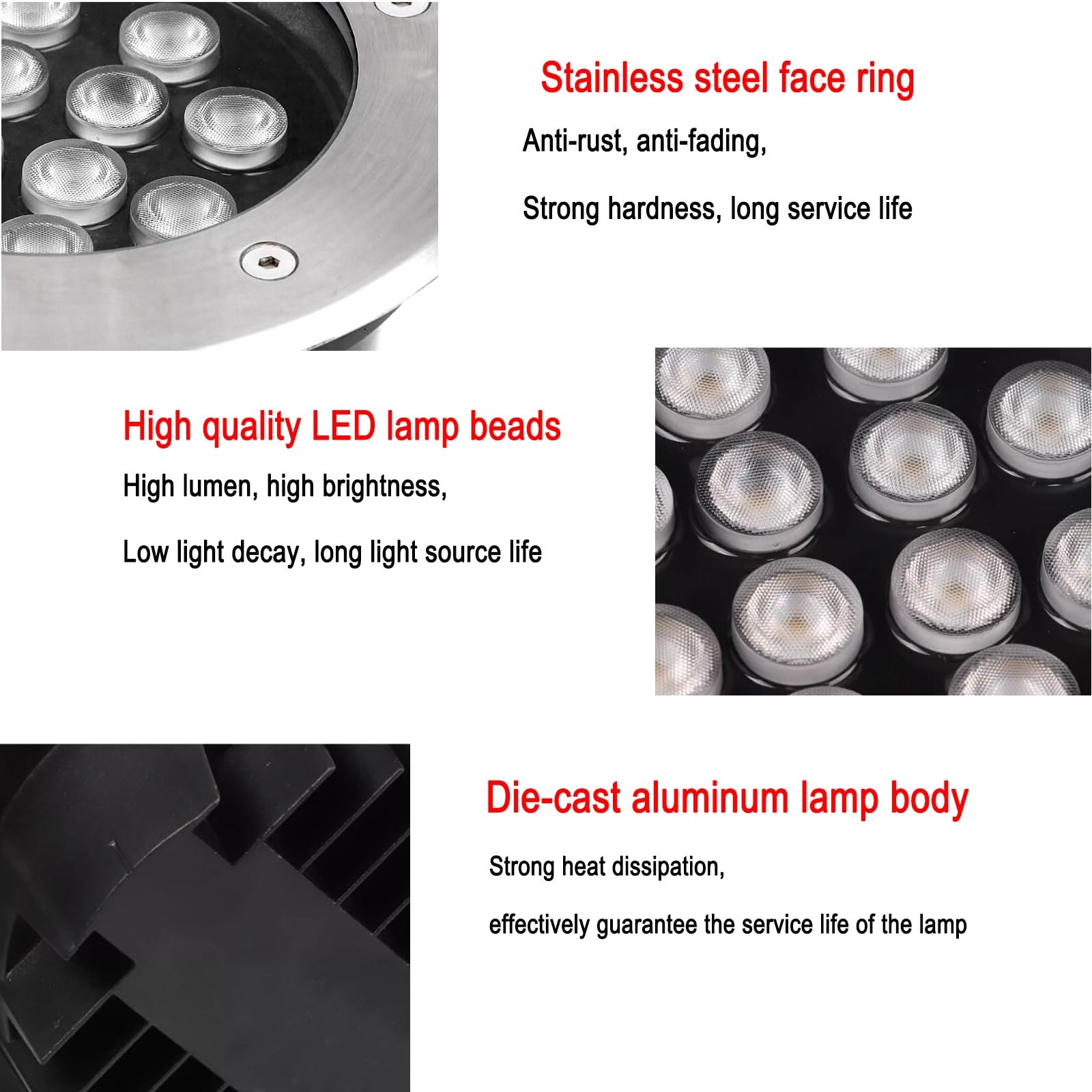 Luci da esterno for paesaggio interrate a LED, Luce da percorso con illuminazione a terra rotonda, Faretto incorporato impermeabile IP67, Lampada da terra 85-265V Prato/Terrazza(Warm White,24W)