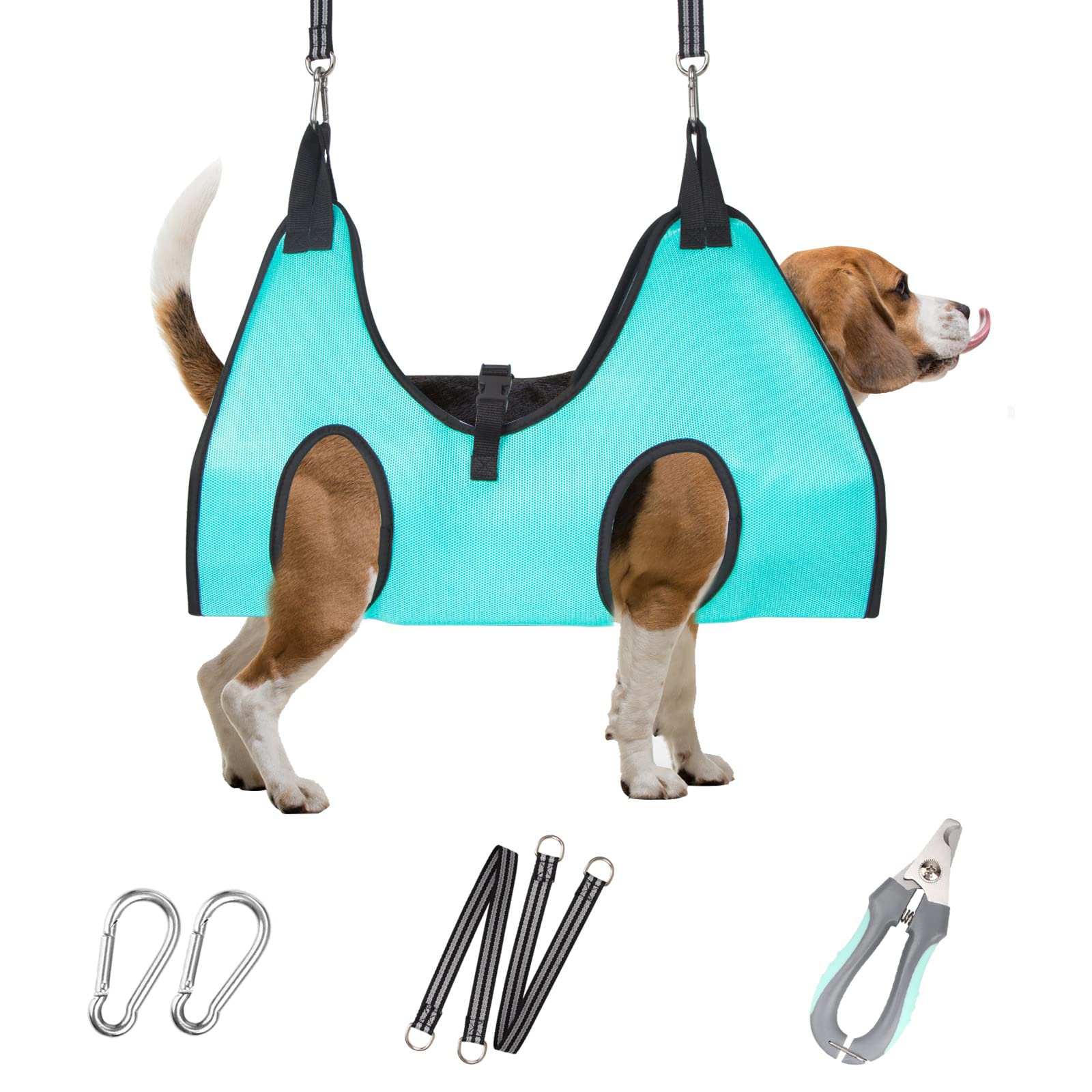 ATESON Hamaca de aseo para perros – Arnés de aseo para mascotas mejorado para recortar uñas (M 40 libras), correa para perro para cortar uñas, soporte colgante para perros para cortar uñas con
