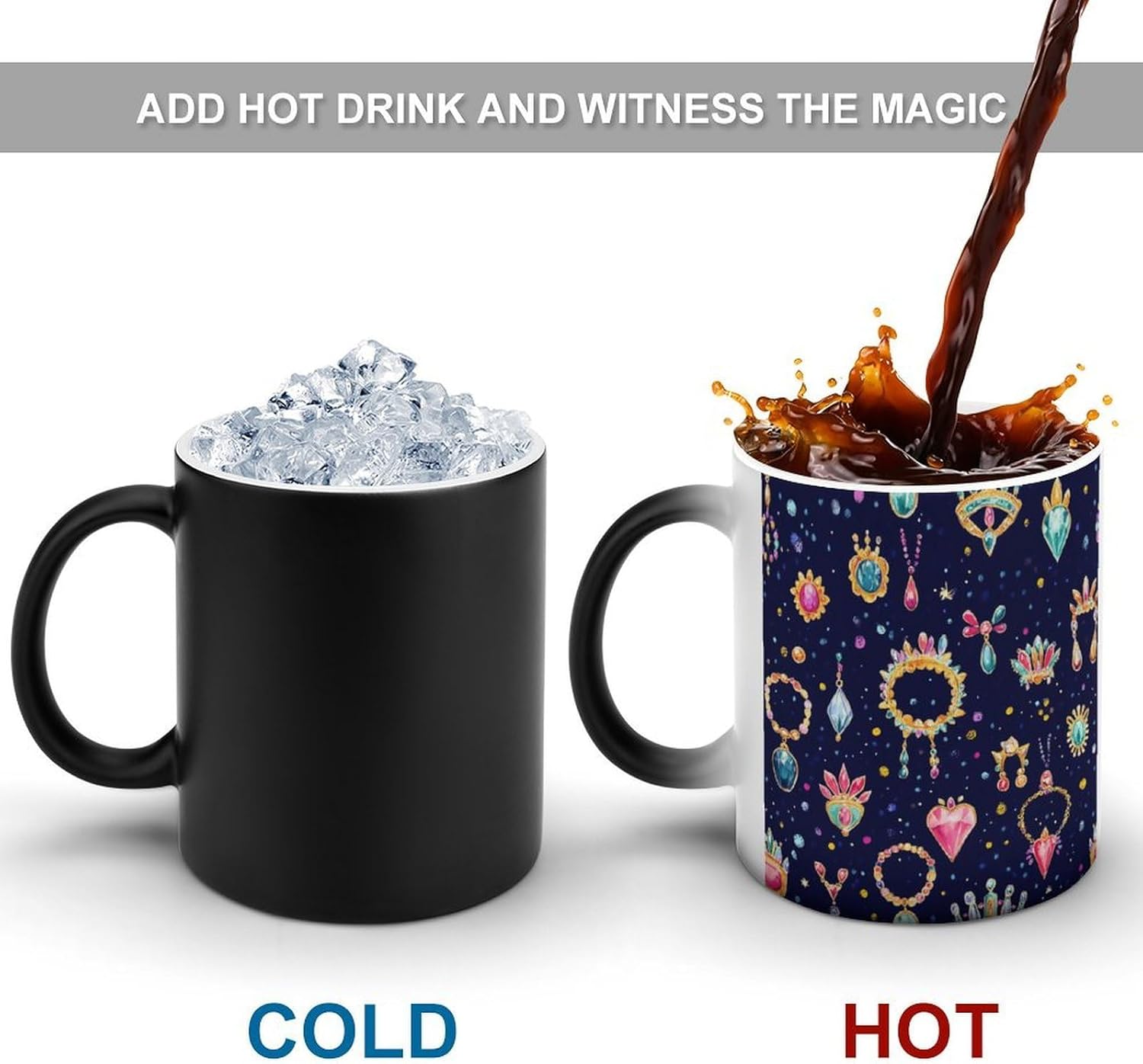 Jewelry Rings Necklaces Funny Color Changing Coffee Mug Ceramic Magic Cup Personalized Discoloration Tea Mugs