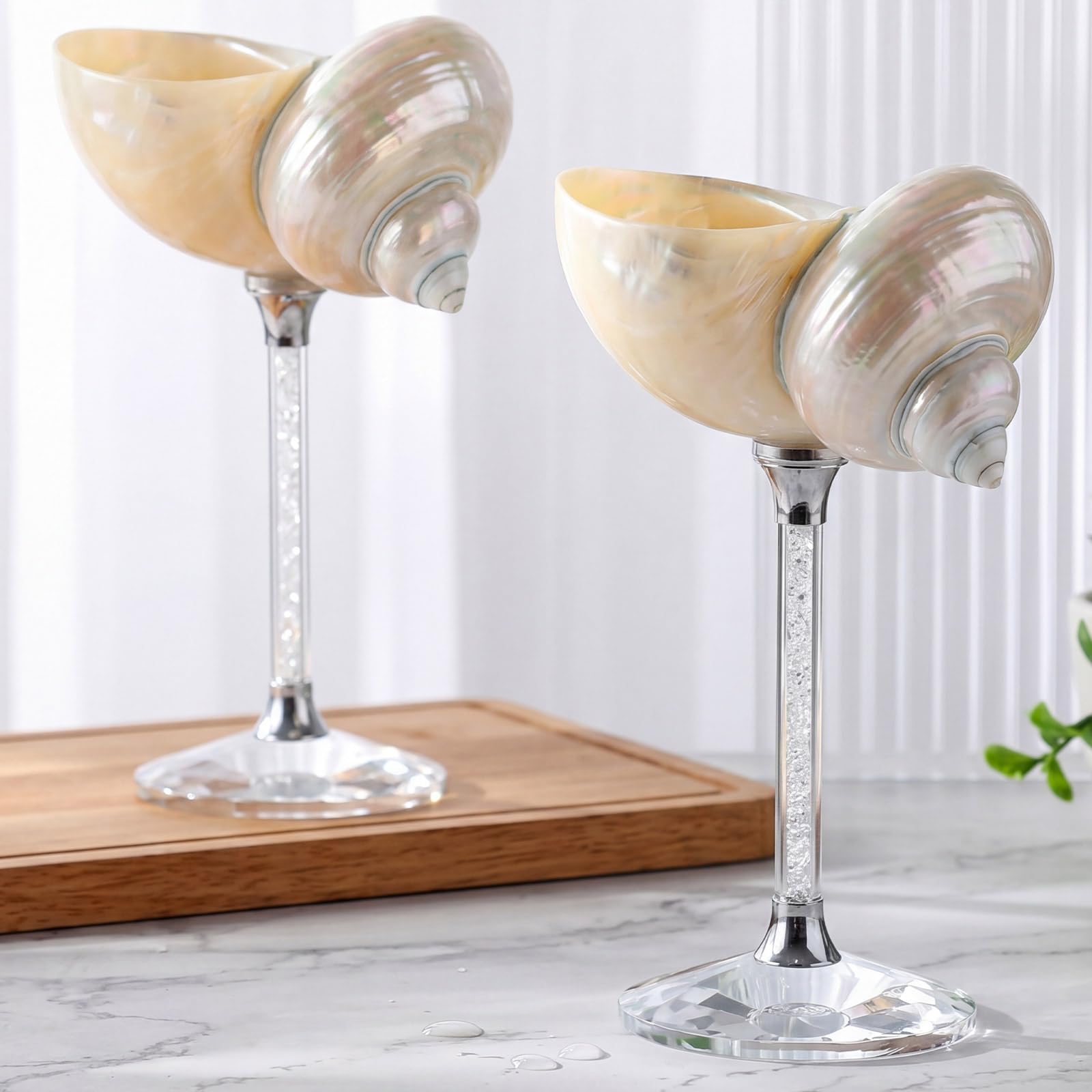 Photo 1 of **Only One** Singhoow Conch Shell Wine Glasses Wedding Wine Cup Martini Goblet Cocktail Drinkware Drinking Stemware for Valentine Birthday Wedding Bridesmaids Anniversary Party (White Conch,Sliver Base,2 Pcs)