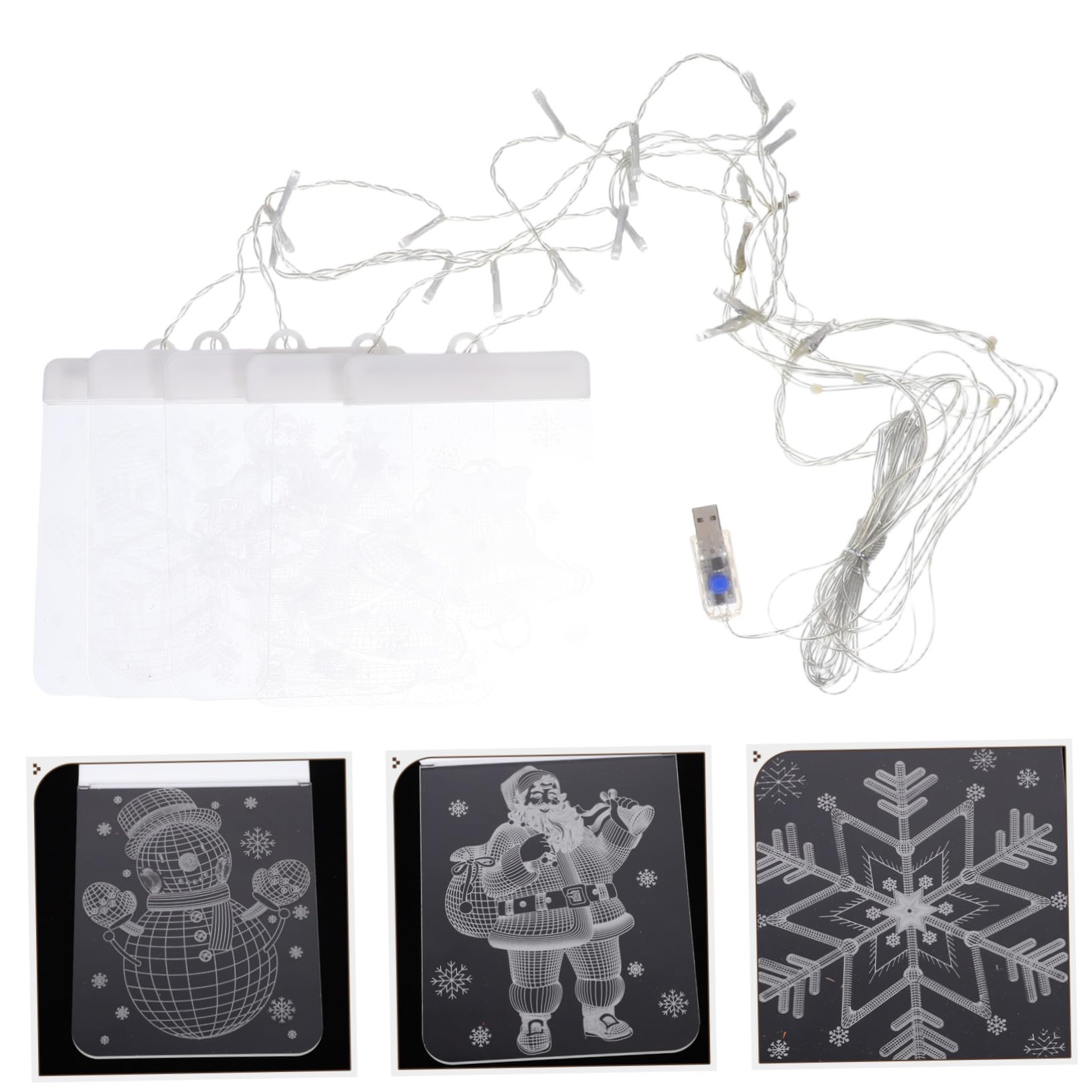 ULTECHNOVO Rideau Lumineux de Noël à LED avec Motifs Bonhomme Flocon Lumière Ambiance Chaude Télécommande Décoration Intérieure pour Fenêtres et de Noël