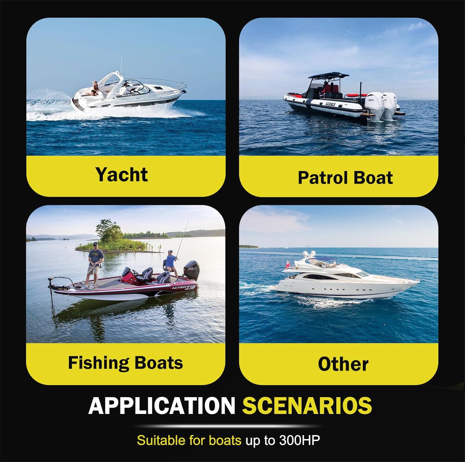 300HP Outboard Hydraulic Steering System for Boats – With 13" Anti-Slip Aluminum Alloy Steering Wheel, Helm Pump, Bi-Directional Cylinder, 26.8ft Cuttable Hoses – For Yamaha/Honda/Suzuki/Mercury