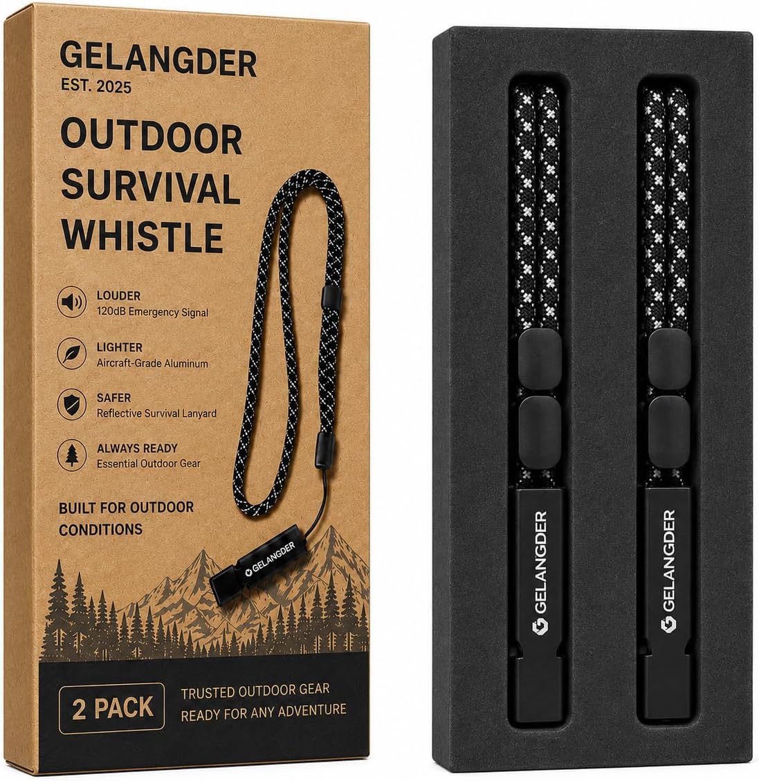 2-Pack Emergency Survival Whistle with Gift Box image 2