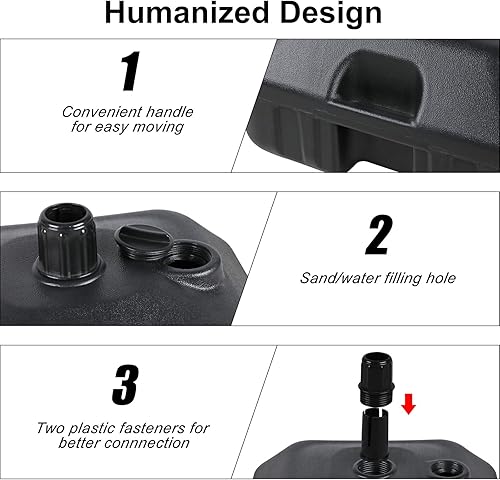 Miniatura 5 de COBANA Sombrilla de patio con base incluida, sombrilla de mercado al aire libre con peso de soporte