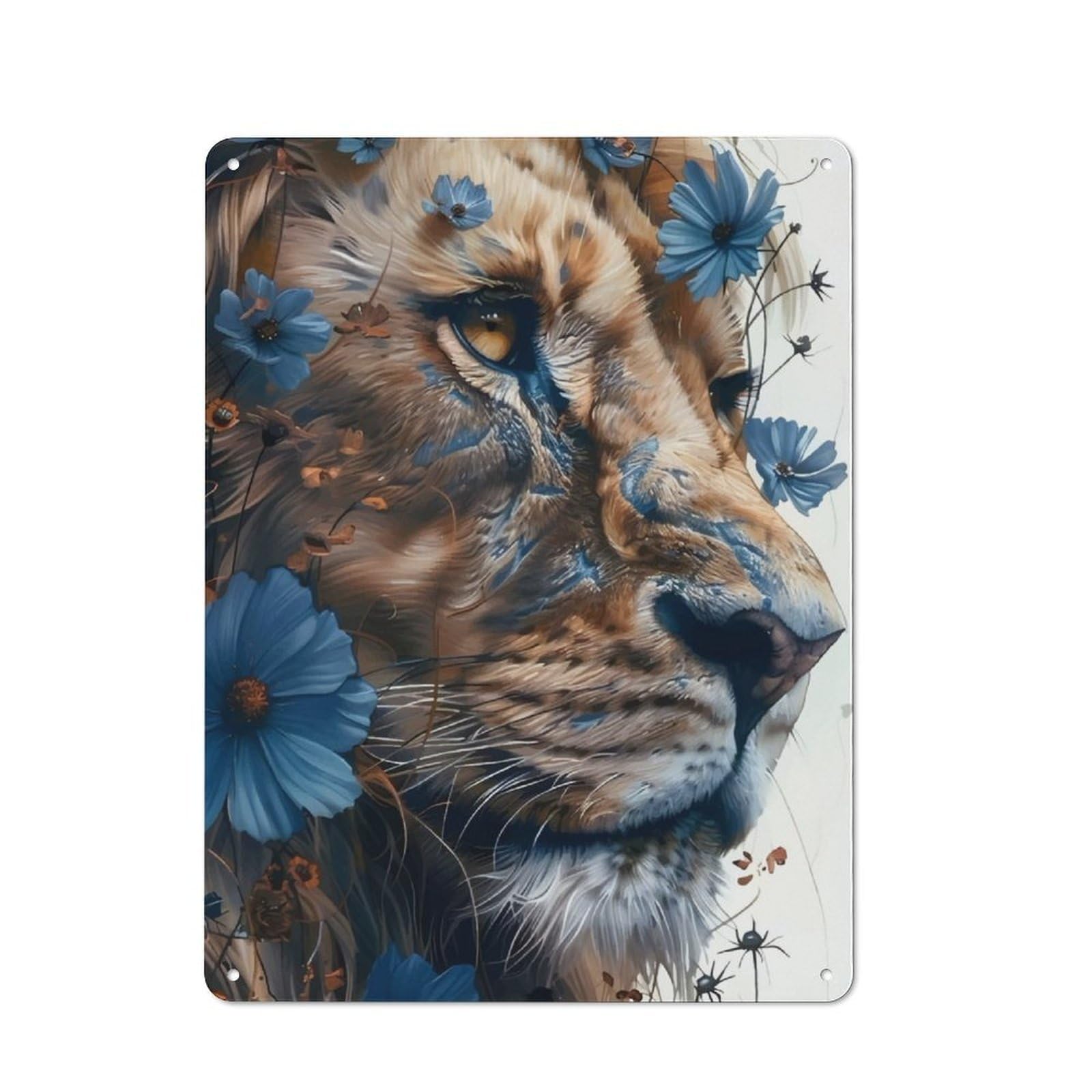 Junmoney Lion Metal Sign 40X30cm With For Pub Or Café, Retro Decor, For Cooler-Month Interiors With Retro Character