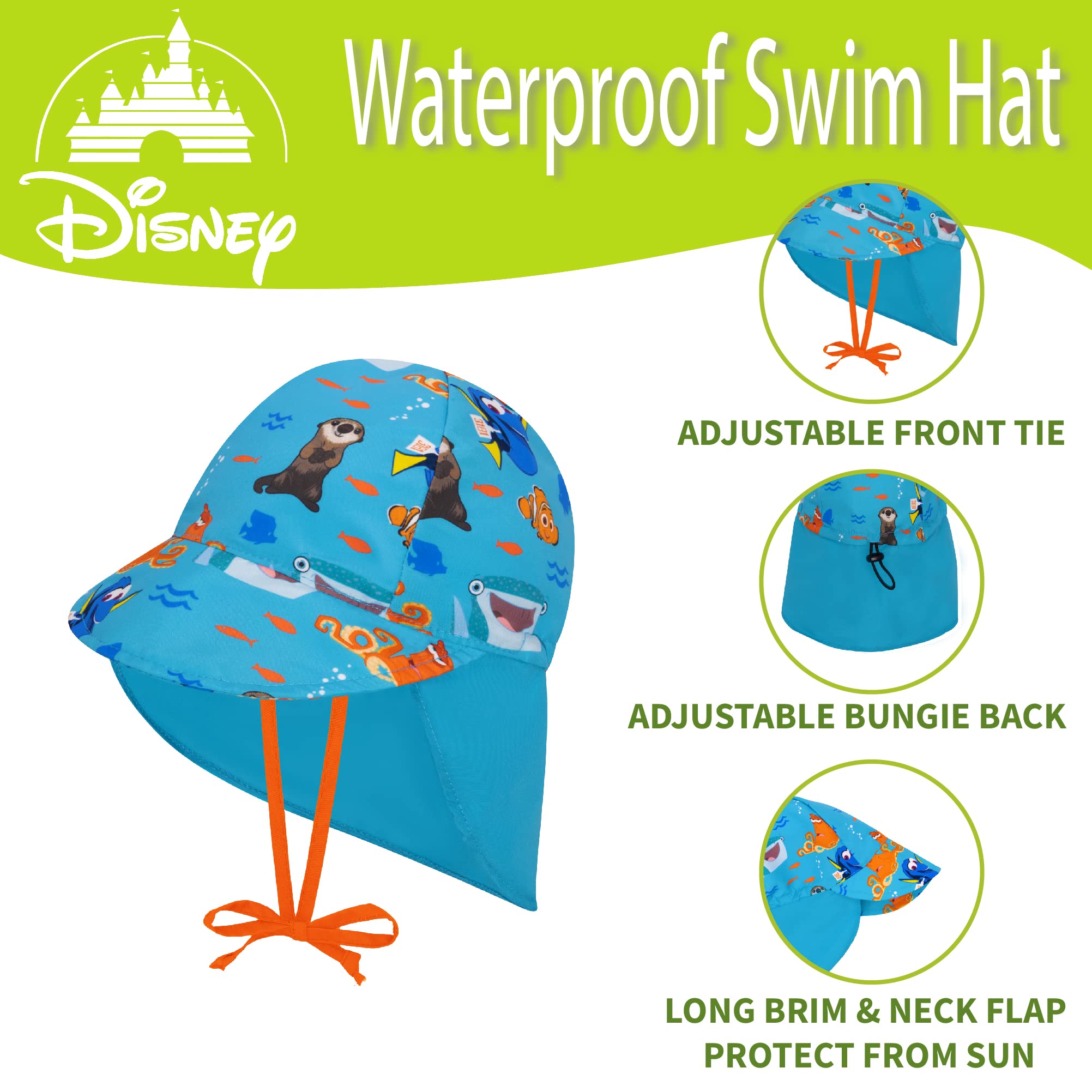 Disney Toddler Swim Hat, Reversible Sun Hat for Boys, Toddler Hat for Summer Featuring Favorites, Baby Sun Hat