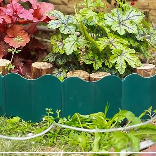 Miniatura 5 de Valla pequeña, 20 piezas de plástico efecto madera borde jardín borde césped planta cama cama planta pila valla de empalme