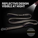 TwoEar 4FT 1IN Strong Brown Dog Leash with 2 Padded Handles, Traffic Handle Extra Control, Comfortable Soft Dual Handle, Auto Lock Hook, Reflective Walking Lead for Small Medium and Large Dogs