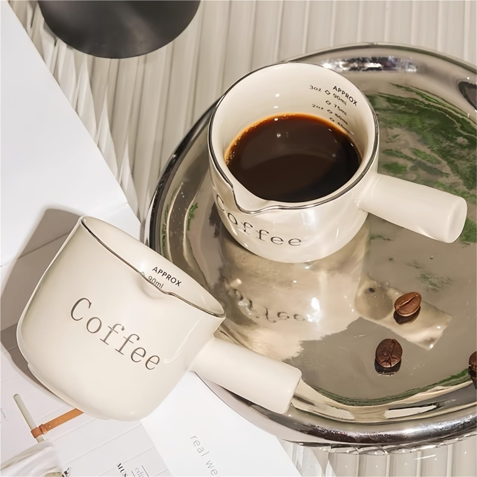 Taza de extracción cerámica con mango, taza café, leche, onzas gruesas, accesorios for el hogar, 2 uds Para Espumar