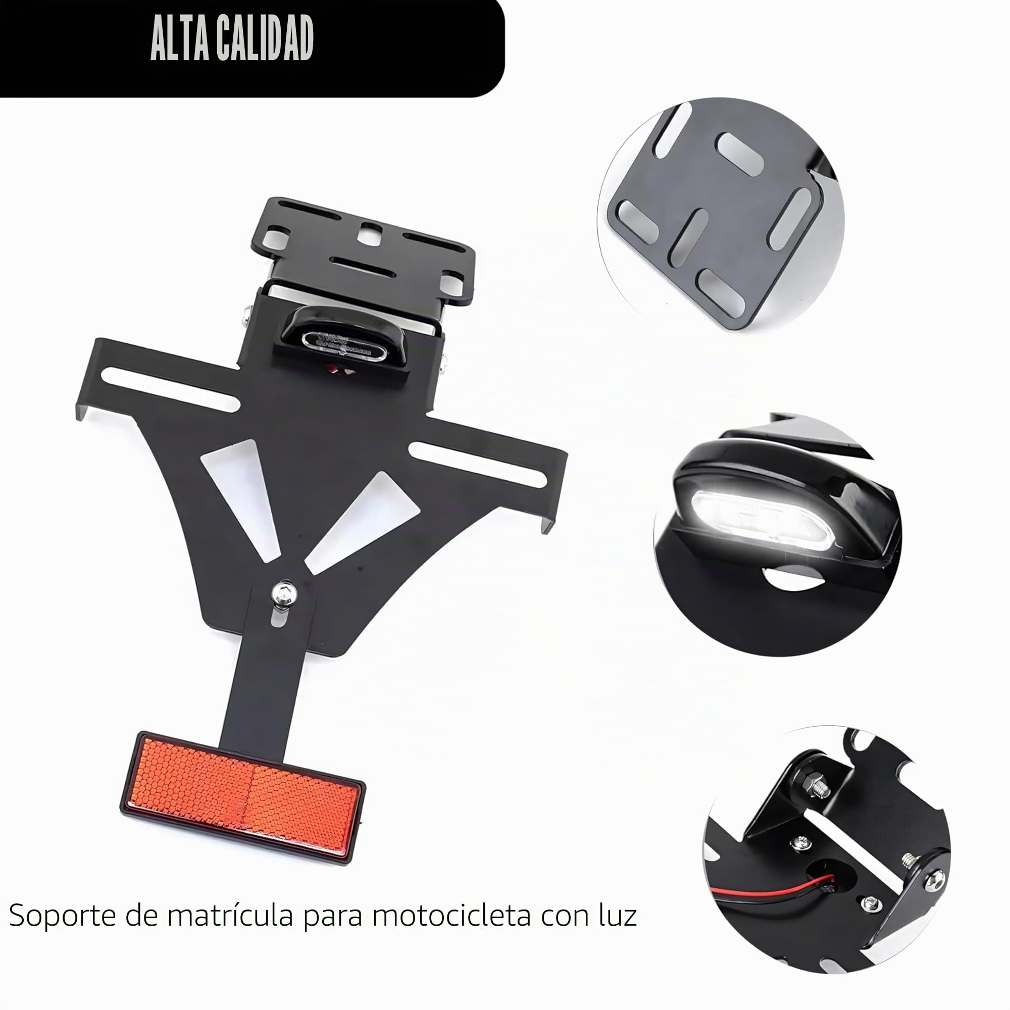 Soporte de matrícula universal para moto, con iluminación LED y intermitente, ángulo ajustable, aluminio, adecuado para CB650R/CBR650R, YZF R1, R3, R6, R25 MT-07 (normal)