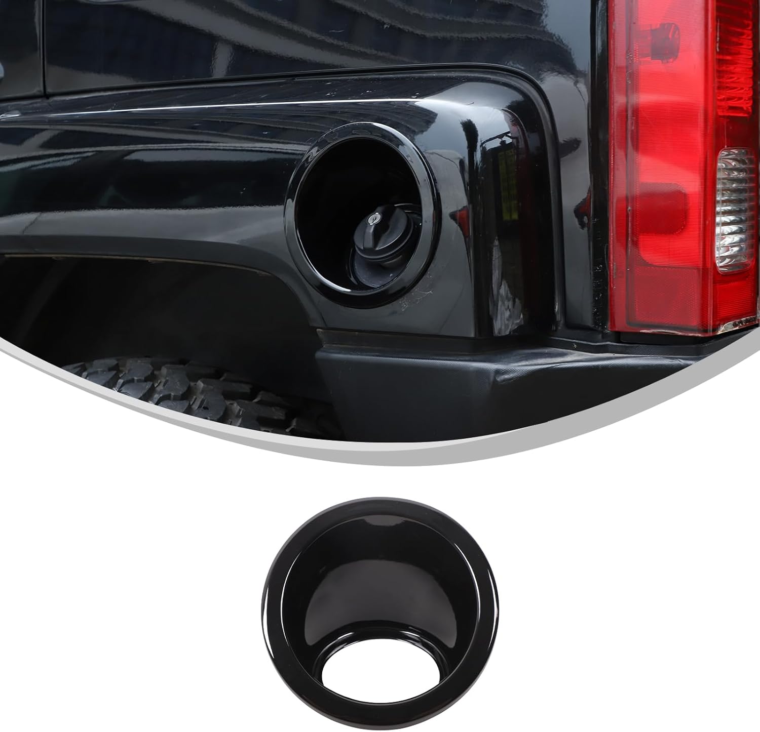 Fuel Filler Neck Bezel Cover Trim for Hummer H3 2005-2009 Accessories Fuel Filler Pipe Housing Cover Gasoline Gas Tank Cover Trim Fuel Door Lid Bezel Cap Trim Molding Protector ABS (Glossy Black)