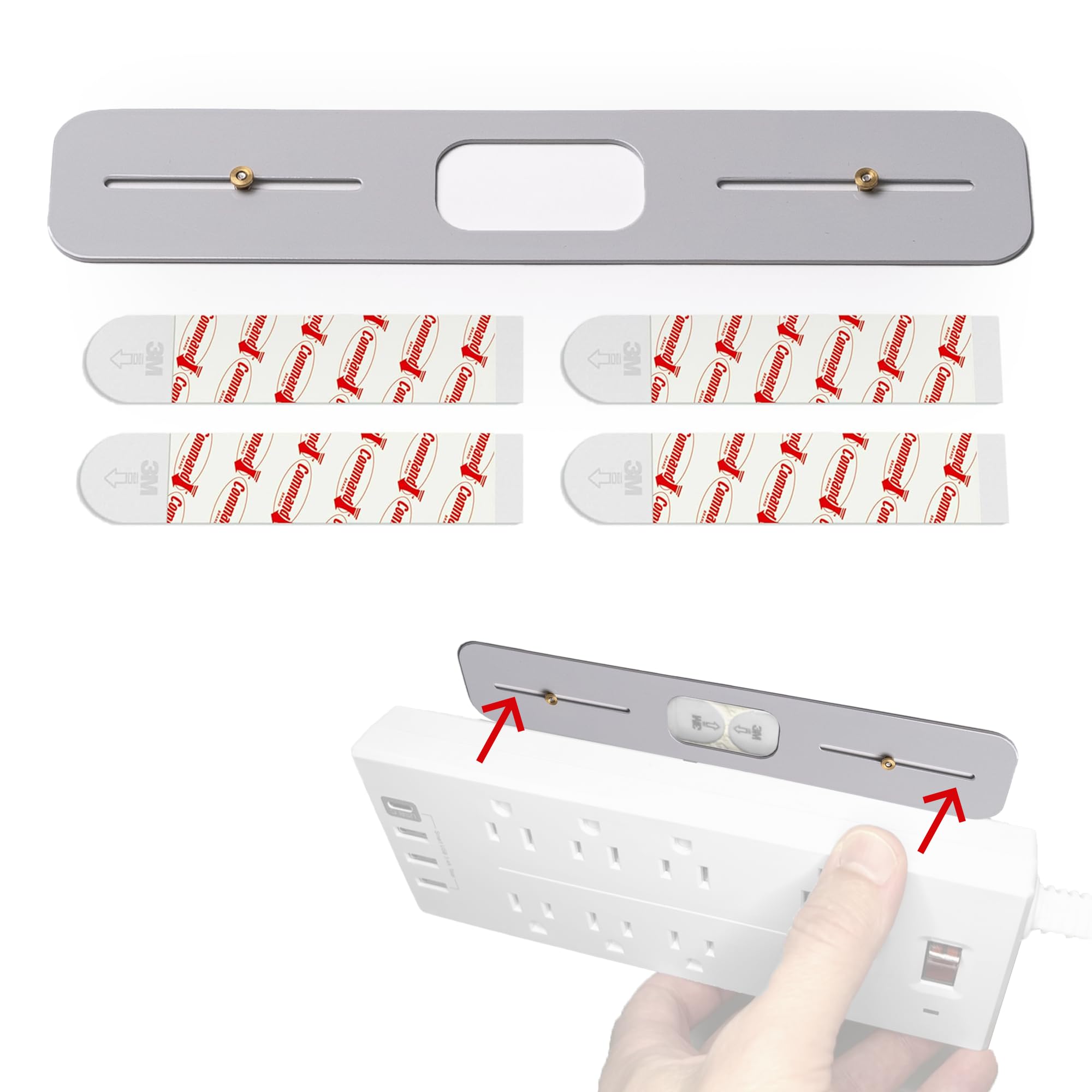 Freeport - Placa de montaje para barra de alimentación, soporte de pared autoadhesivo para regletas de alimentación, perfecto para RV, dormitorio, hogar y alquileres, color gris