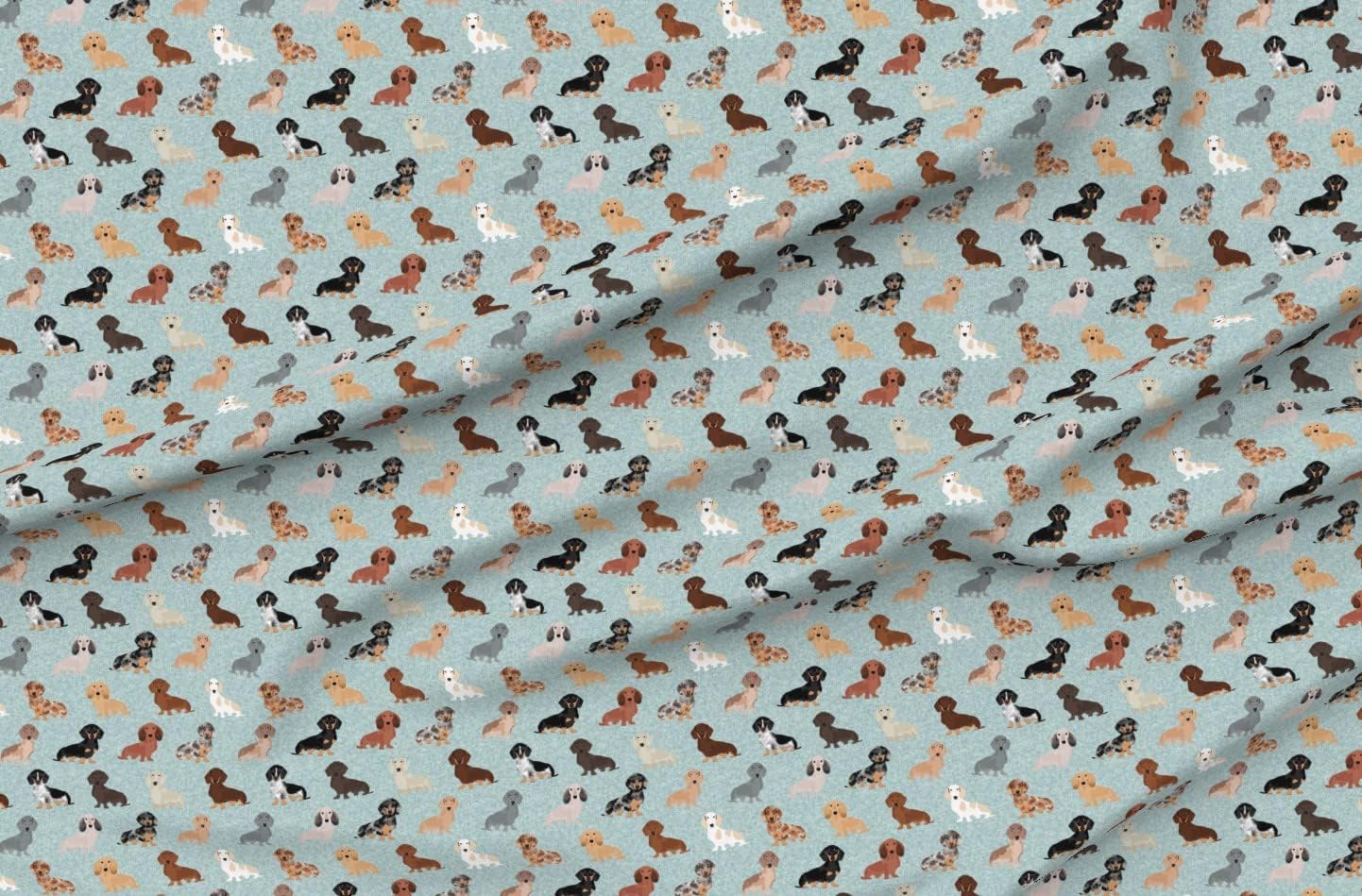 Spoonflower Fabric - Dachshund Pet Quilt Dog Breed Silhouette Coordinates Multi Dogs Printed on Polartec(R) Fleece Fabric by The Yard - Sewing Blankets Loungewear and No-Sew Projects