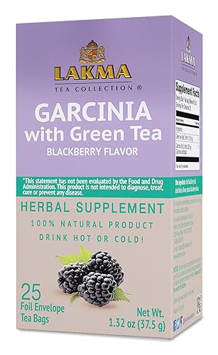 Lakma Garcinia Cambogia Té Verde con Mora, 25 Bolsas de Té