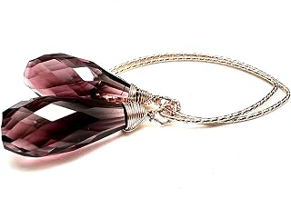 Wire Wrapped Briolette Rhodolite Garnet Earrings 14k Rose Gold Filled, January Birthstone
