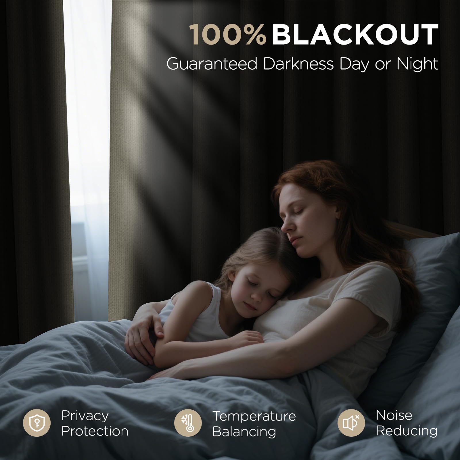 Joydeco Lot de 2 Rideaux occultants pour Chambre à Coucher, Rideaux 100% occultants texturés Thermiques, Protection de l'intimité, 106,7 x 160 cm (l x L), Lin