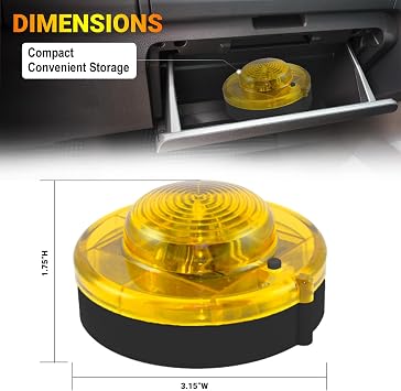 GT-Lite 2 Pack LED Emergency Beacon Yellow Shell,Red Light,Roadside Flare