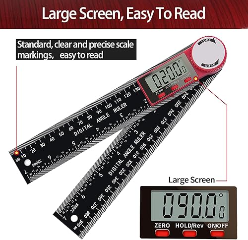 Miniatura 3 de Buscador de ángulo digital, regla transportadora angular con 7 pulgadas, herramientas de carpintería de plástico de fibra de carbono, goniómetro,