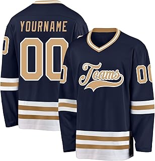 Custom Name Team Name Number Green Cream Hockey Jersey, Personalized Team V-Neck Sports Hockey Jersey for Men Women Youth