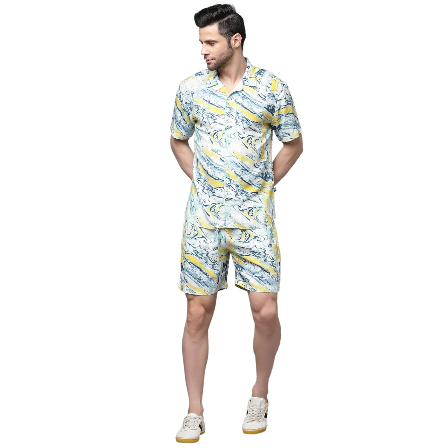 Rigo Printed Co-Ord Set for Men’s | Casual Shirt & Shorts Night Suit Set | Lounge-wear Nightdress Pajama Set for Men’s | Night, Beach, Vacation Wear Outfit – Shop Now for Men’s Night Wear