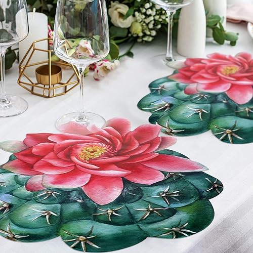 Miniatura 6 de Juego de 100 manteles individuales desechables de cactus de 12 pulgadas, manteles individuales de papel floral para mesa de comedor, tapetes de