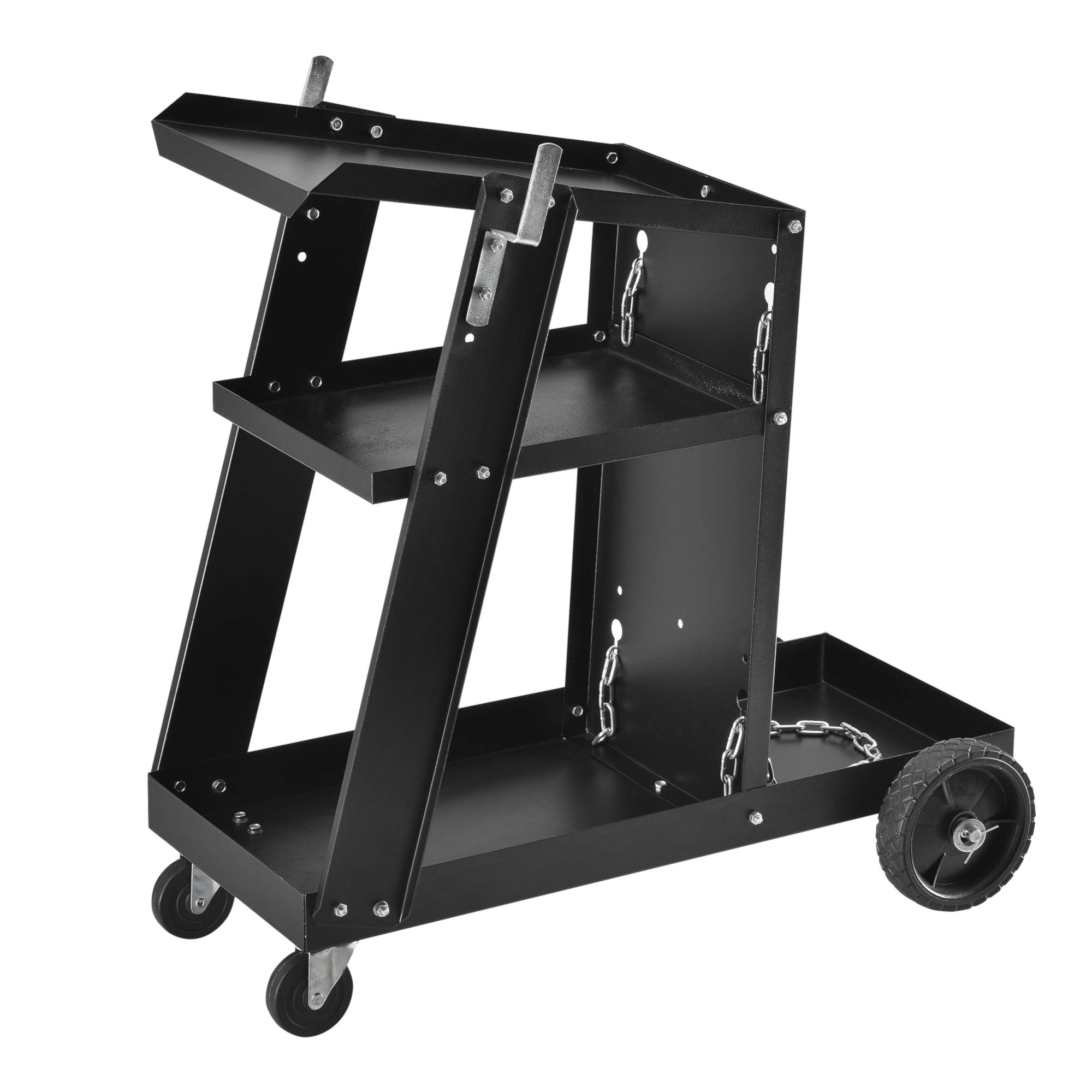 pro.tec. Carrello per Trasporto Saldatrice in Acciaio a 3 Ripiani con Portabombola Carrello Porta Utensili Attrezzi per Saldatura con Ruote da Officina Garage