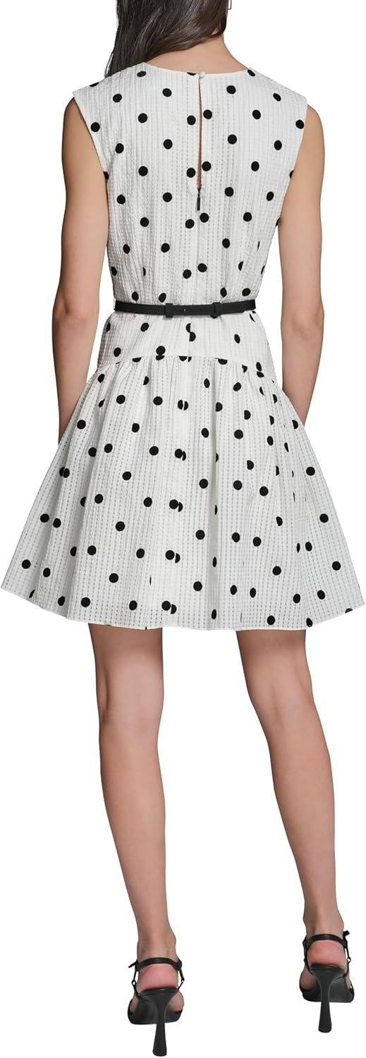 Karl Lagerfeld Womens Sleeveless Belted Drop Waist Mini Dress