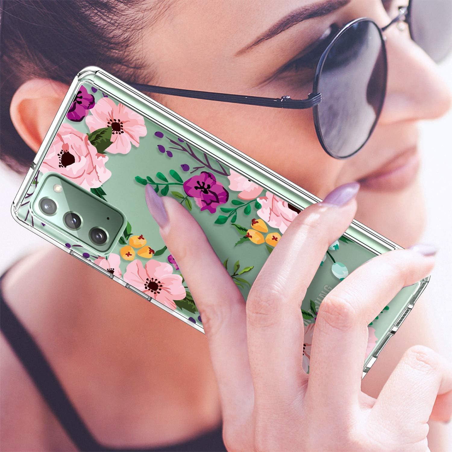 GiiKa Galaxy Note 20 Case, Clear Heavy Duty Shockproof Girls Women Protective Phone Cover Case for Samsung Galaxy Note 20 5G, Small Flowers