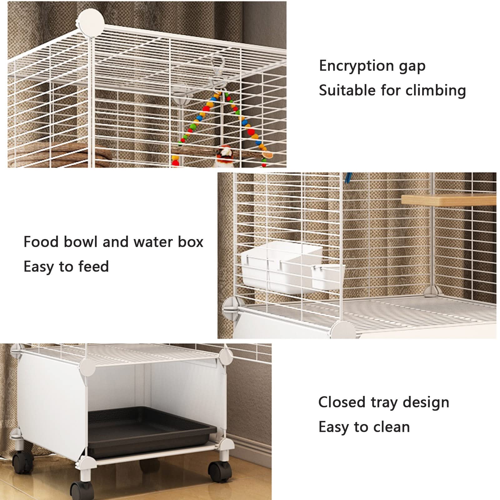Jaula para pájaros con soporte rodante y bandeja fácil de limpiar, hábitat ideal para periquitos, tortolitos, palomas, cacatúas y guacamayos