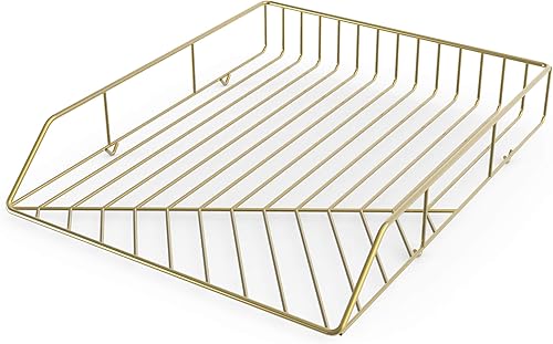 U Brands Bandeja de papel de metal, tamaño carta, accesorio de escritorio, colección Vena, color dorado