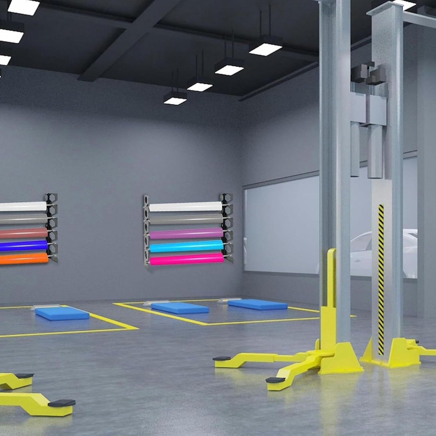 即納】カラー剤壁面ラック（108本収納+ぶら下げバー4列） | 理容美容