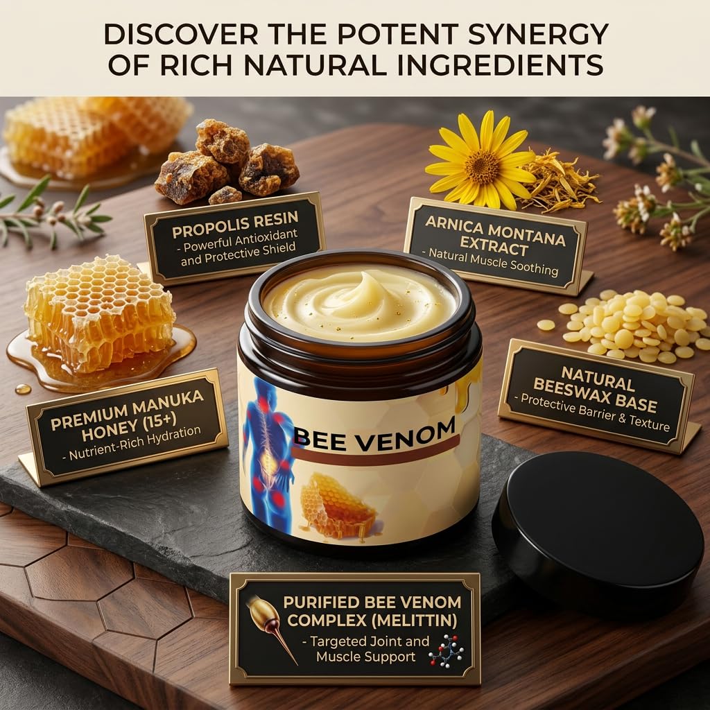 Bee Venom & Peptide Body Massage Balm - Intensive Soothing Topical Cream for Muscles and Skin Rejuvenation, Advanced Recovery Formula - 3.52 Oz (100g)