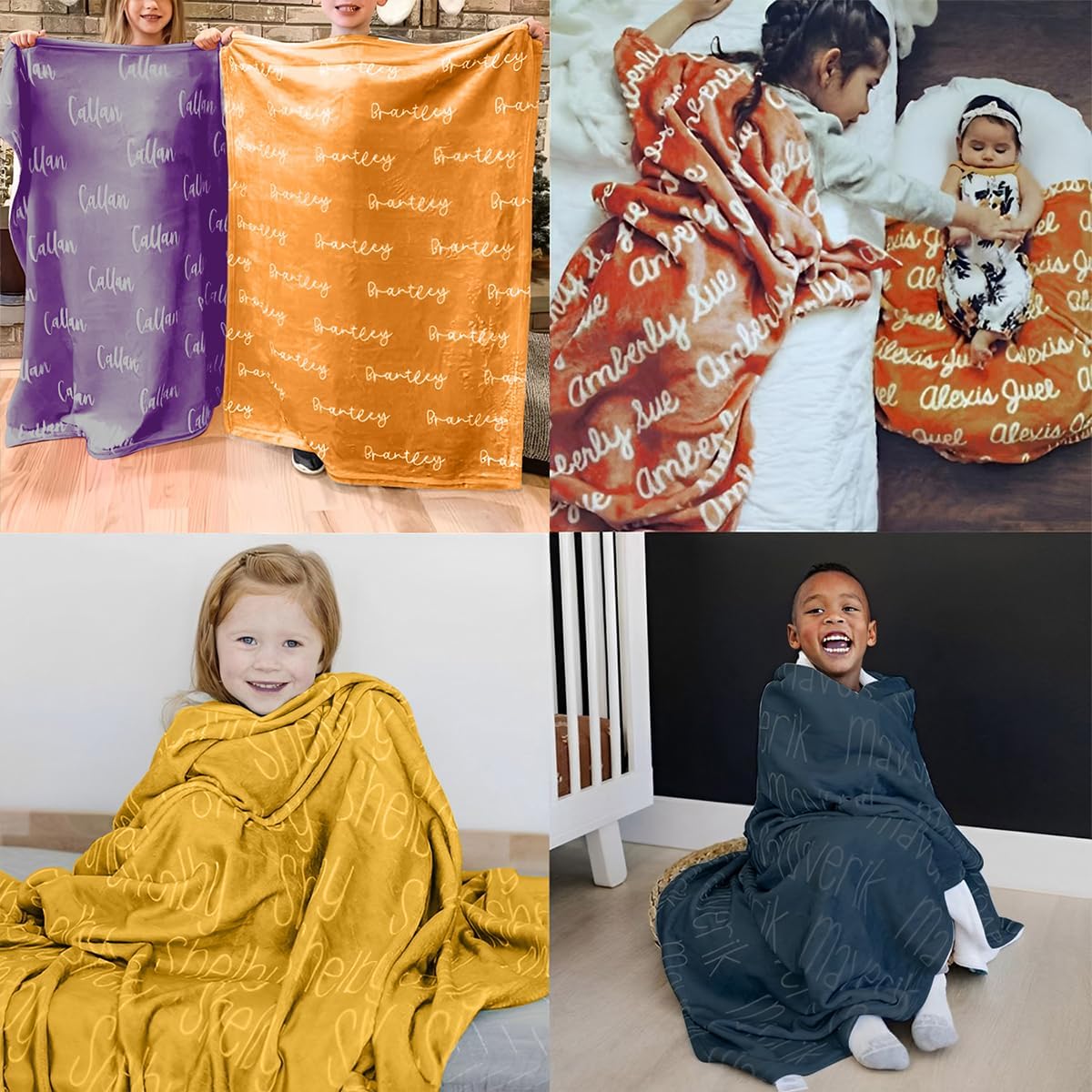 Personalized Baby Blanket with Names - Custom Baby Blanket for Boys & Girls - Customized Baby Blanket for Newborns Made of Soft Flannel for Gift, Swaddle, & Wrap - Personalized Name Blanket (30x50)