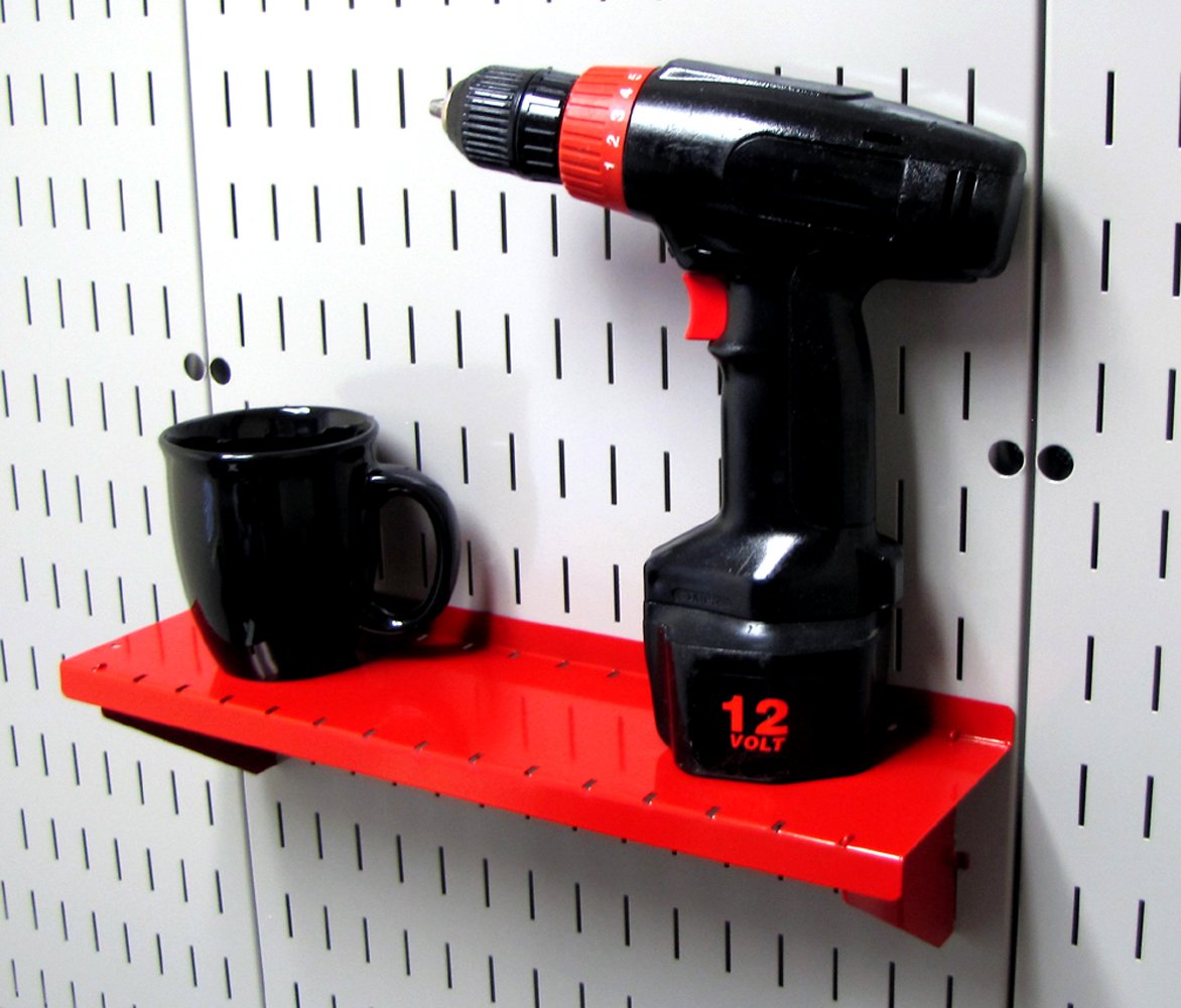 Wall Control ASM-SH-1604 R 4" Deep Pegboard Shelf Assembly Pegboard Only, Red, 4in x 16in - Image 2