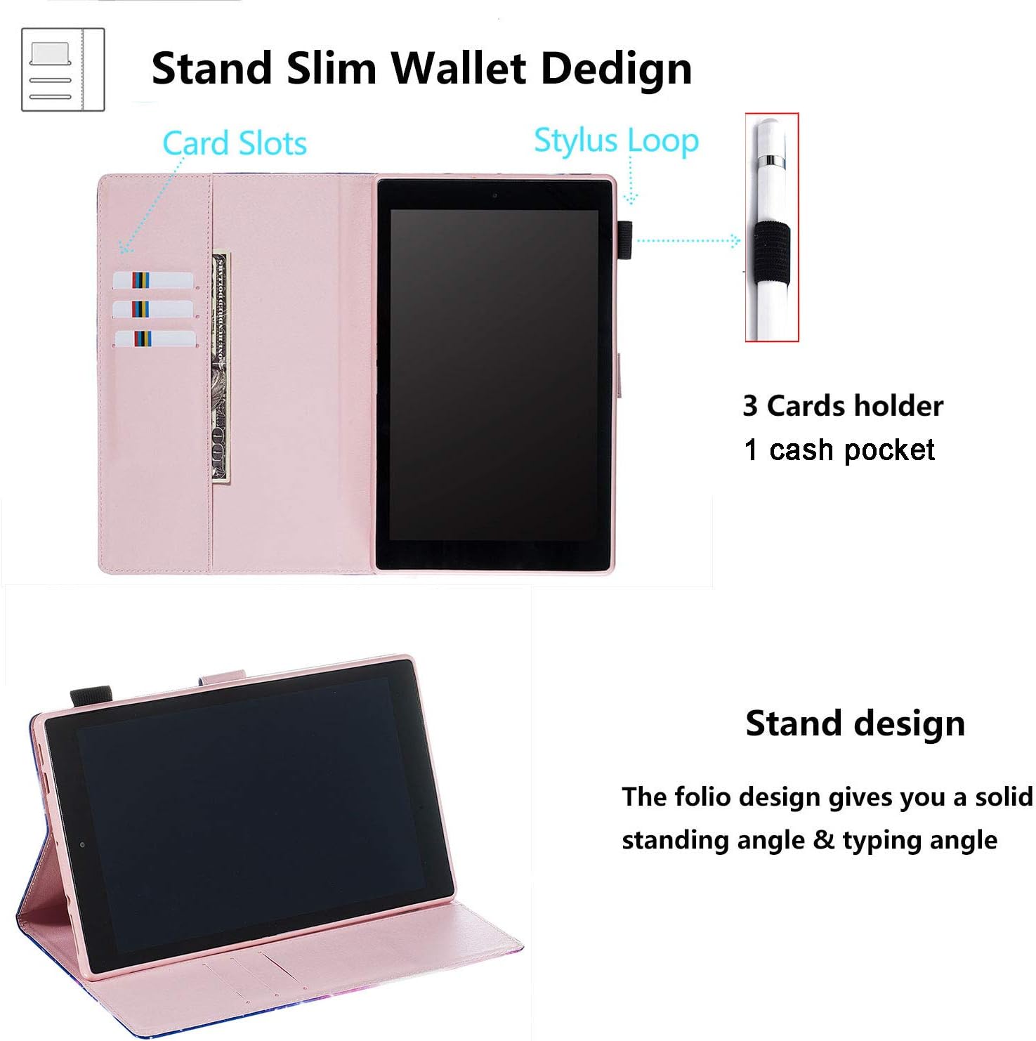 Bеѕt Cуbеr Mоndау 🔥 UUcovers for Amazon Kindle Fire HD 10 Tablet 9th/7th/5th Generation 10.1 Case 2019/2017/2015, Smart Folio Stand with Card Pencil Holder [Auto Wake/Sleep] PU Leather Wallet Cover, Purple Panda Galaxy