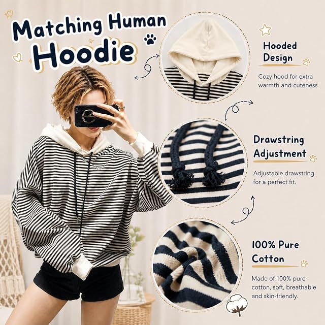 Foto 5 de 6 de Ropa a juego para perros y propietarios, sudadera con capucha para mamá y papá, se vende por separado