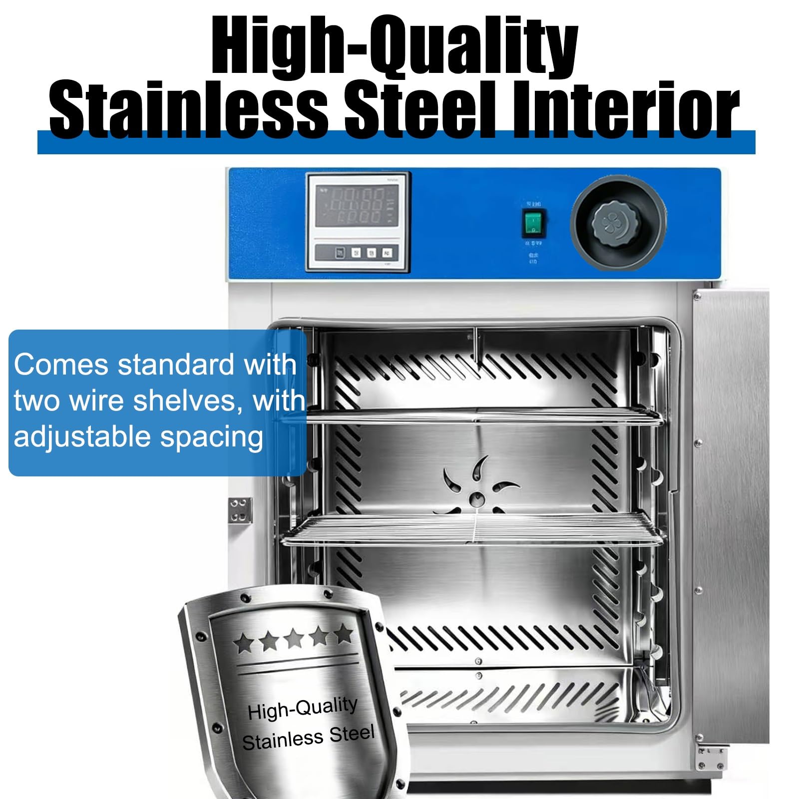Horno de secado al vacío de 16 litros, horno de secado rápido a temperatura constante, con instrumentos controlables inteligentes y ventana de visualización, Rt +10-300 °C
