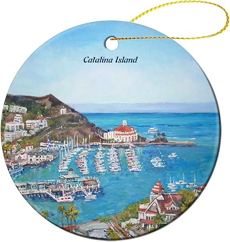 Miniatura 1 de Adornos de cerámica de la isla Catalina para Navidad, boda, regalo de boda, aniversario, decoración de círculo de vacaciones de 3 pulgadas