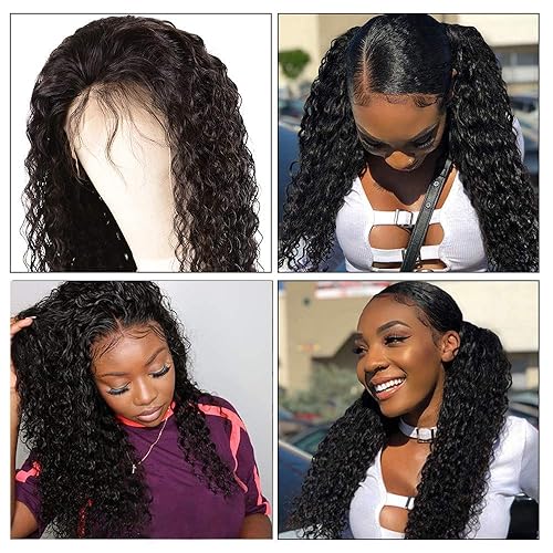 Miniatura 7 de Miss GAGA Pelucas de cabello humano con encaje frontal de 13 x 4, grado 9A, densidad del 150 %, peluca brasileña de onda profunda con abuelitos,