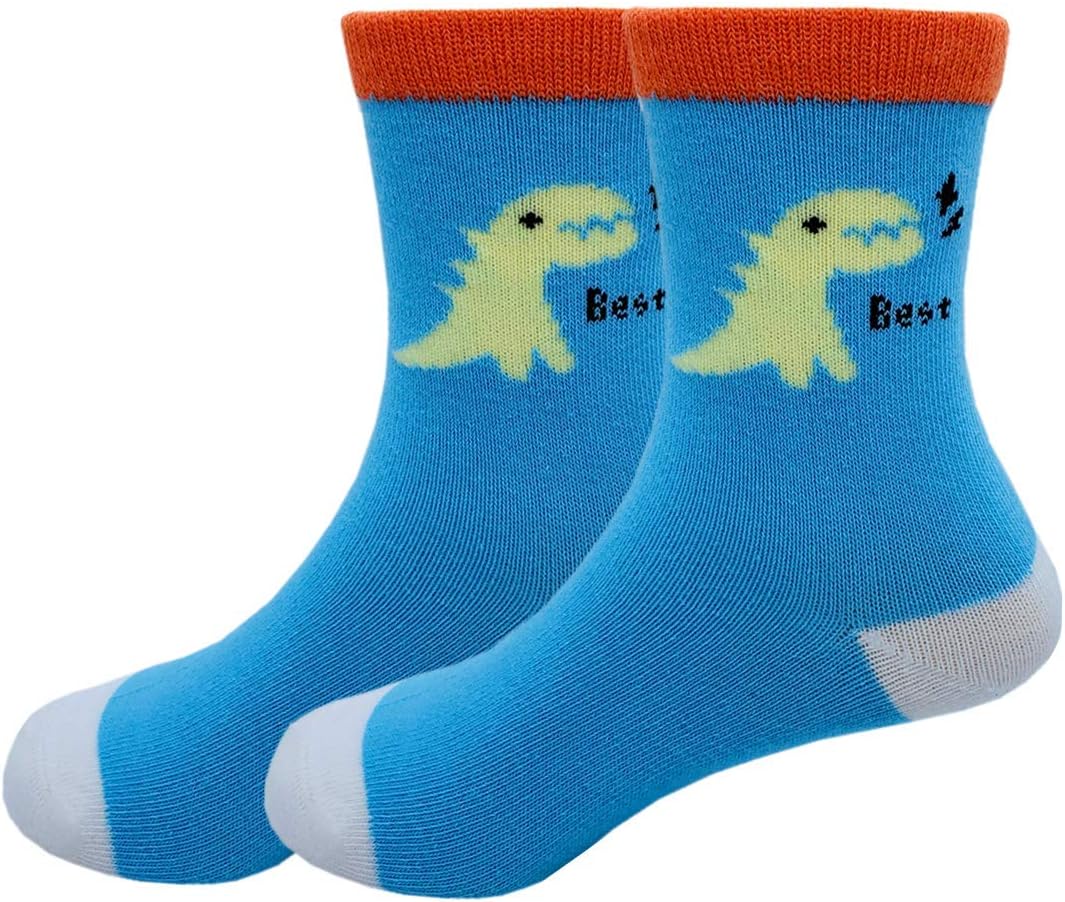 Cczmfeas Kids Boys Cartoon Dinosaurs Pattern Sport Socks 10 Pairs
