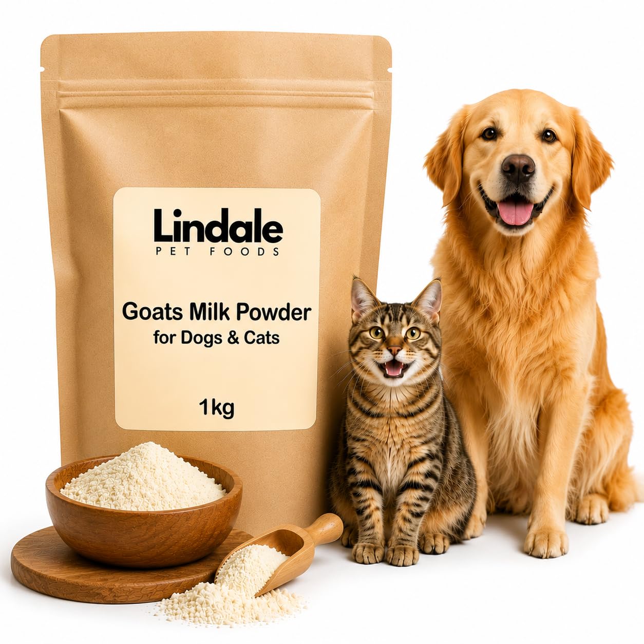 Goat's Milk Powder for Dogs & Cats 1kg – Whole Goat Milk Supplement for Hydration, Digestive Health, Immune Support & Appetite, Low-Lactose Formula for Pets of All Ages by Lindale Pet Foods
